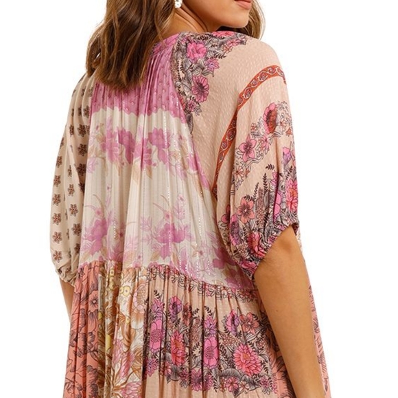 Rare Spell Designs Renew Patchwork Maxi Dress Gown pink S/M - Picture 14 of 16